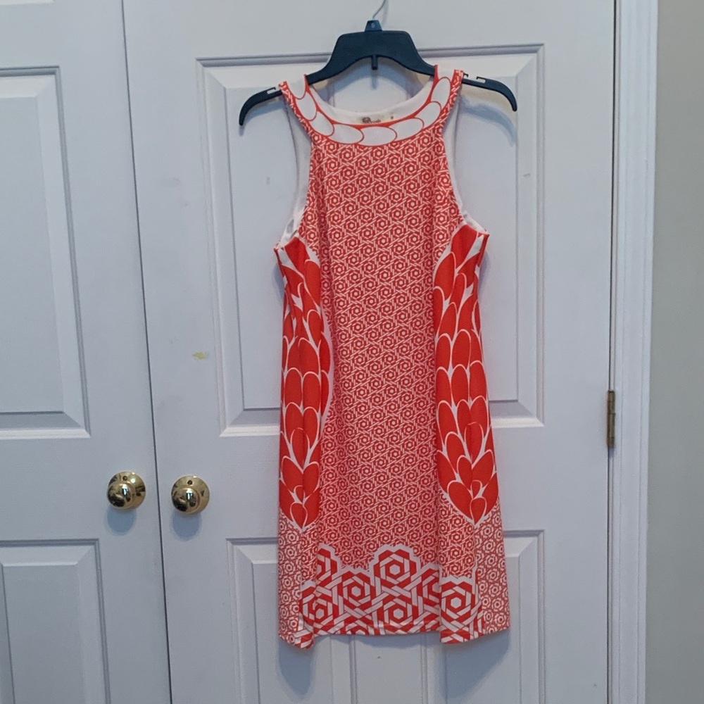 Stylish Orange Patterned Women's Dress